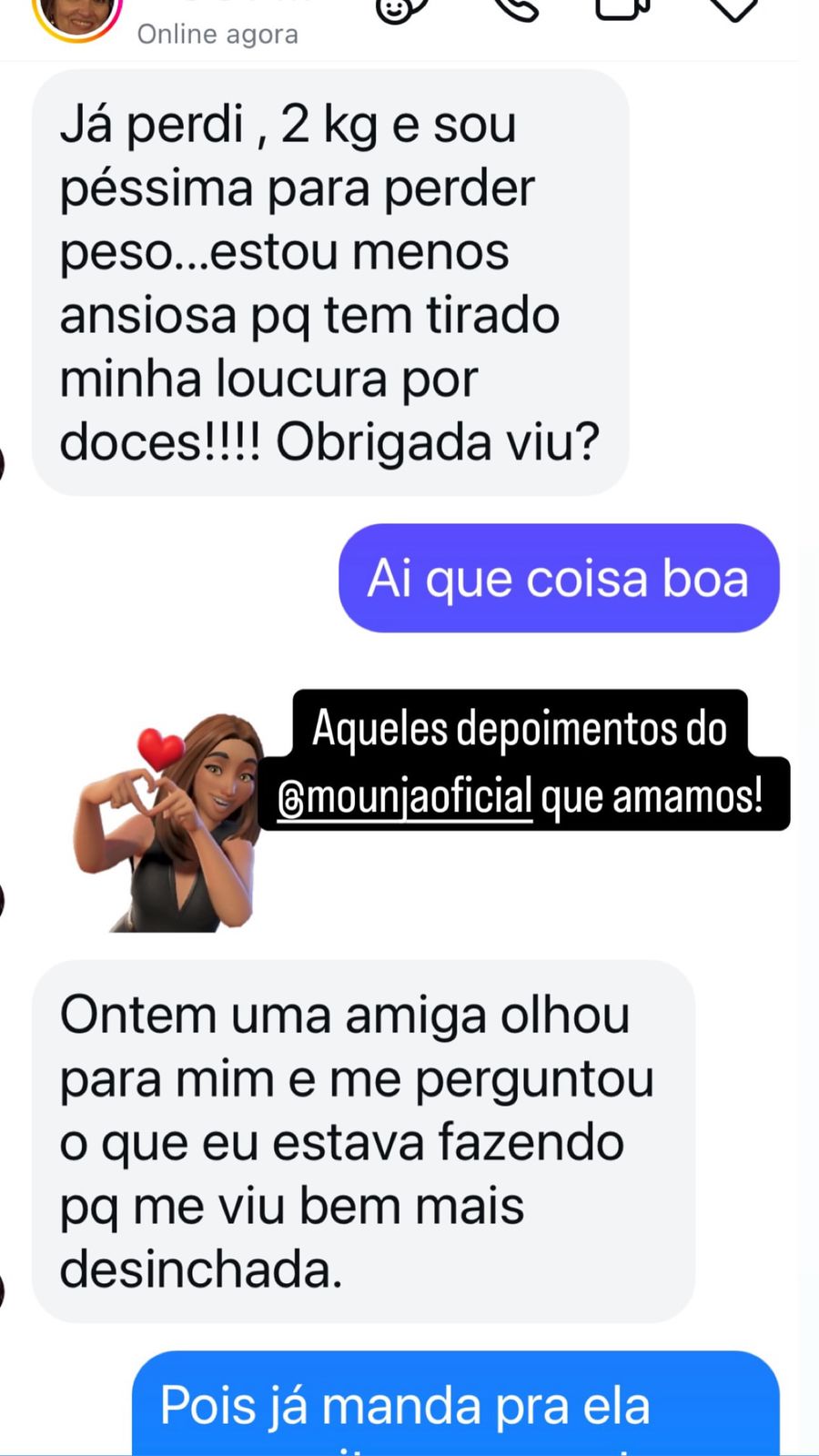 Prova social de cliente que emagreceu com o produto