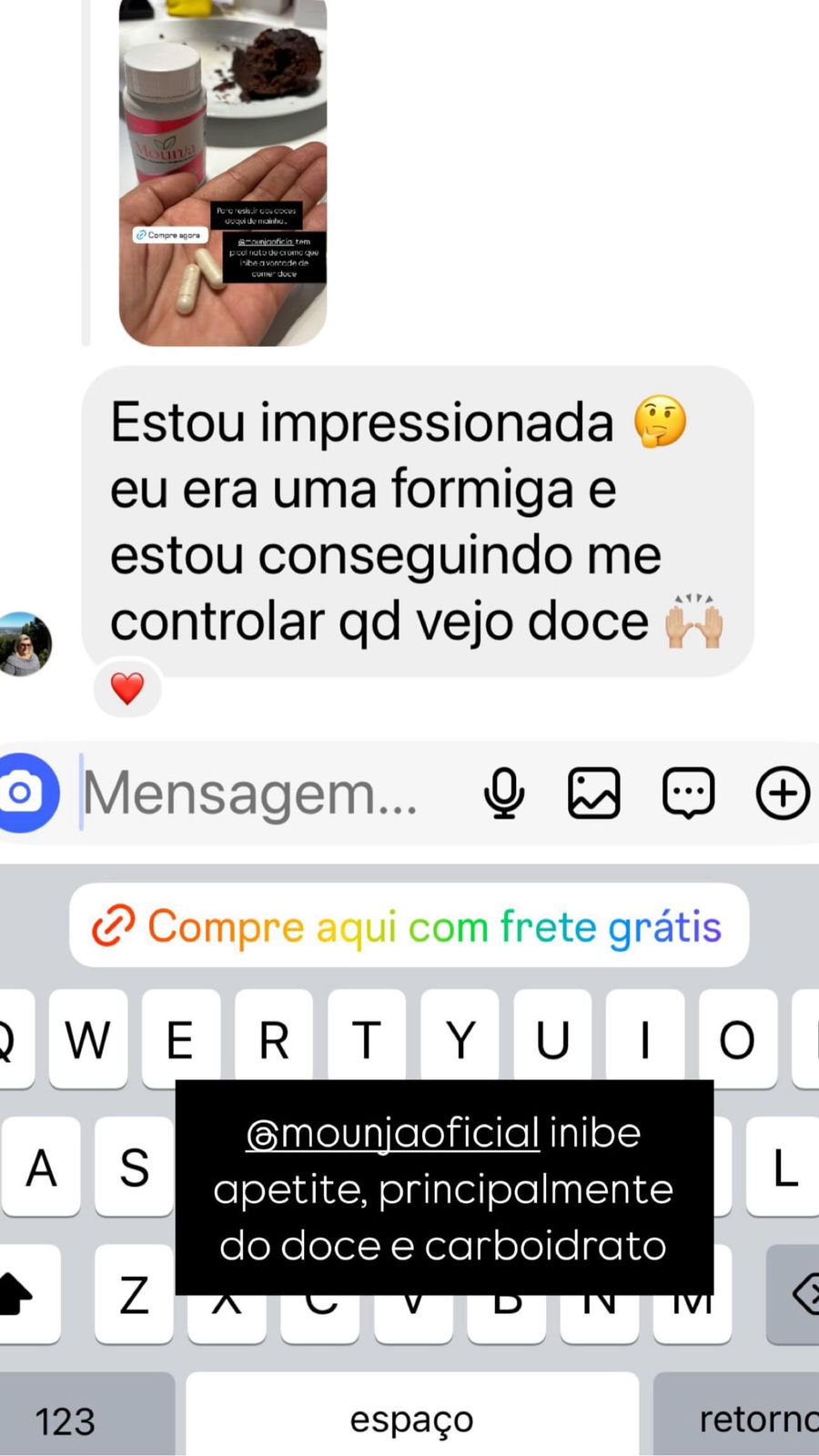 Depoimento em imagem de resultado de emagrecimento